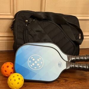 Black Pickleball Bag Unisex, Paddle Cover, Plenty Storage, 2 PADDLES INCLUDED